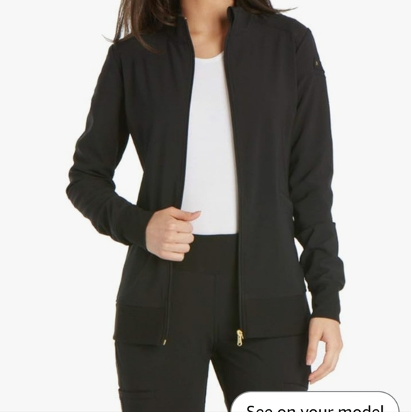 Cherokee black zip scrub jacket - Picture 1 of 3